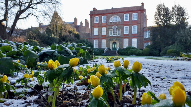 A light covering of frost across the lawns at Peckover House and Garden.